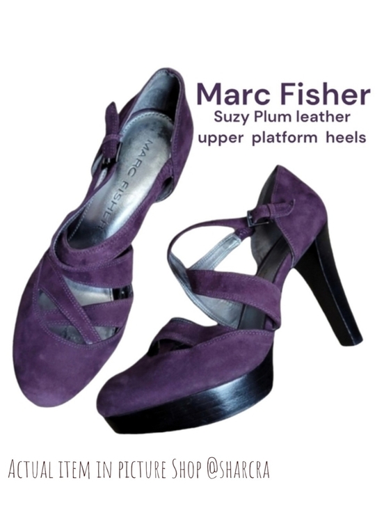 Marc Fisher Shoes - Marc Fisher Women's Suzy Suede leather platform strappy heels black purple 9 M